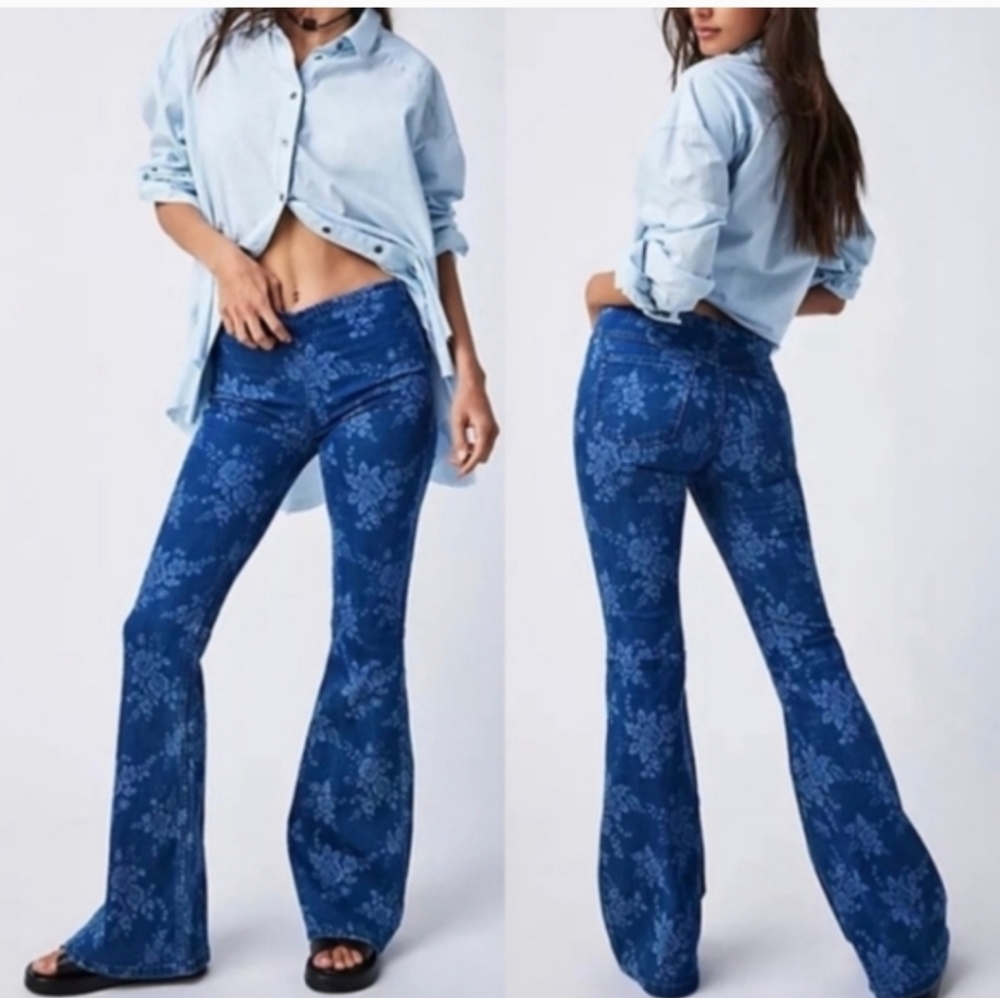 Free People Floral Jeans